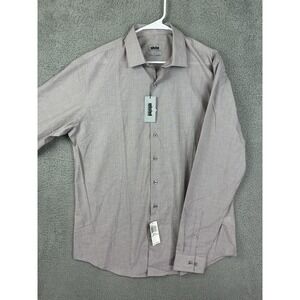 Kenneth Cole Unlisted Shirt Mens L Burgundy Slim Fit Button Down Long Sleeve New